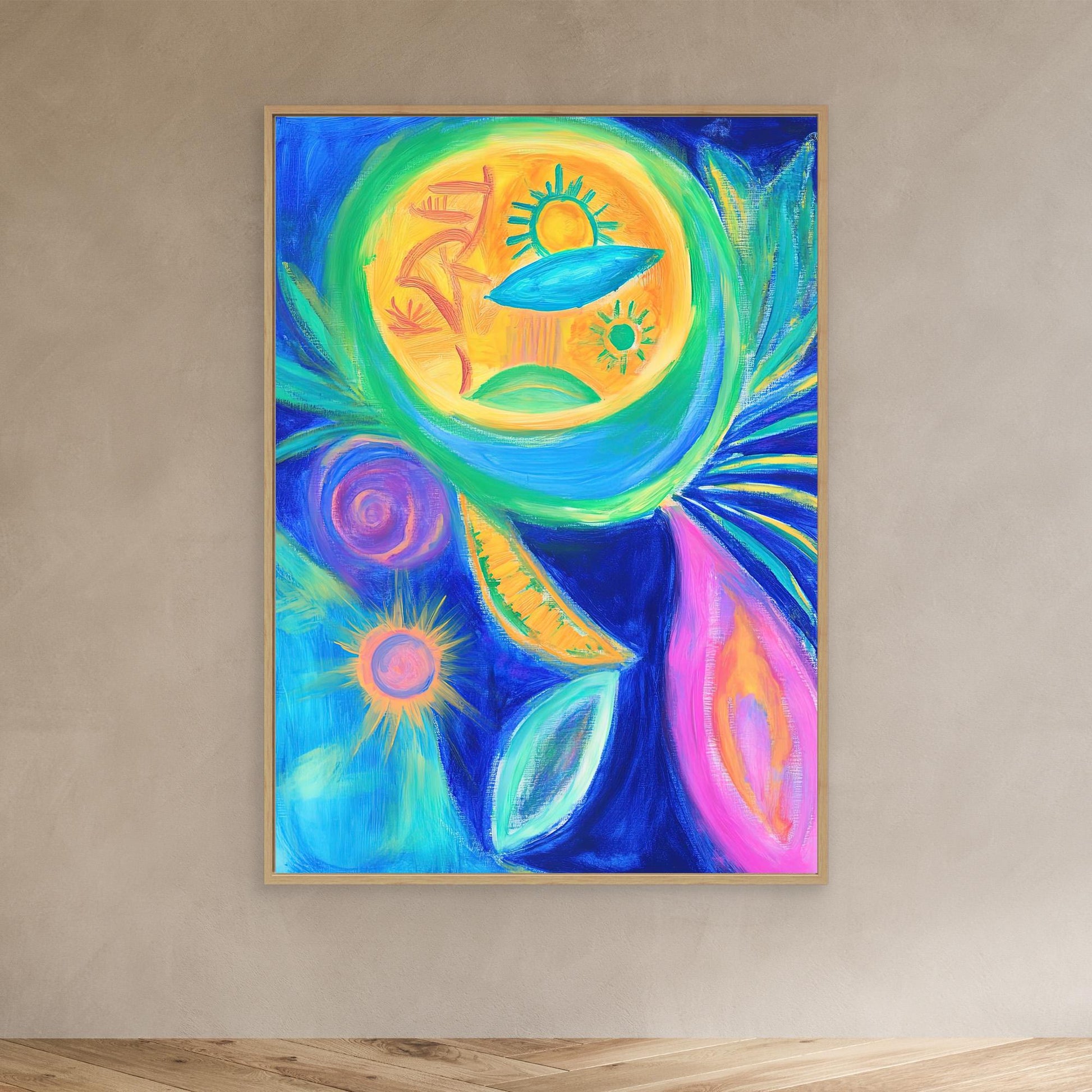 Abstract Cosmic Energy Canvas Print | Vibrant Colors, Organic Shapes | Spiritual, Modern Wall Art