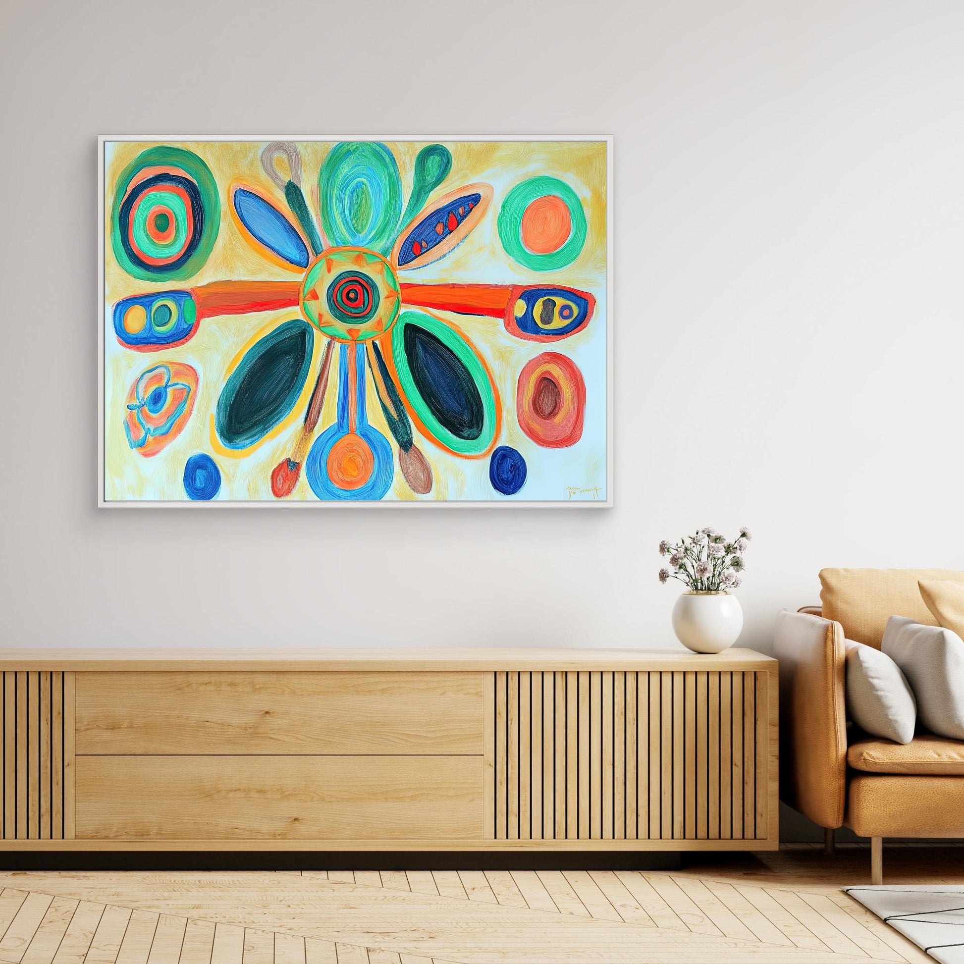 Whimsical Abstract Flower Canvas Print | Vibrant Colors, Organic Shapes | Modern Wall Art