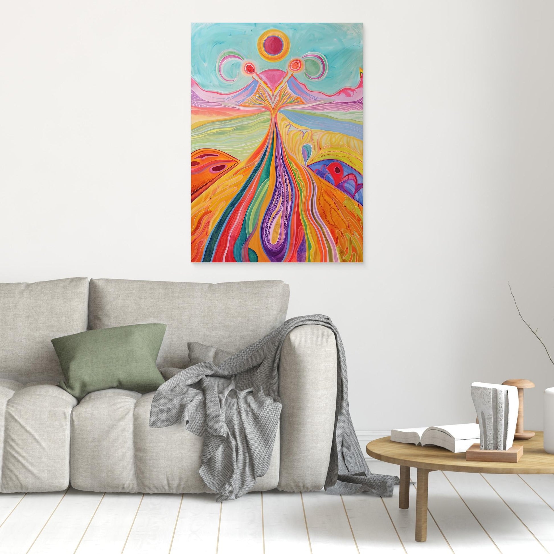 Abstract Spiritual Landscape Canvas Print | Vibrant Colors, Organic Forms | Growth, Transformation Wall Art