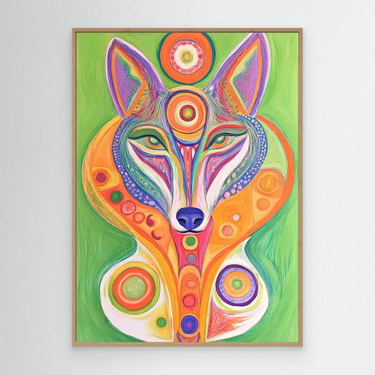 Spiritual Wolf Canvas Print | Vibrant Colors, Mandala Design | Modern Spiritual Wall Art