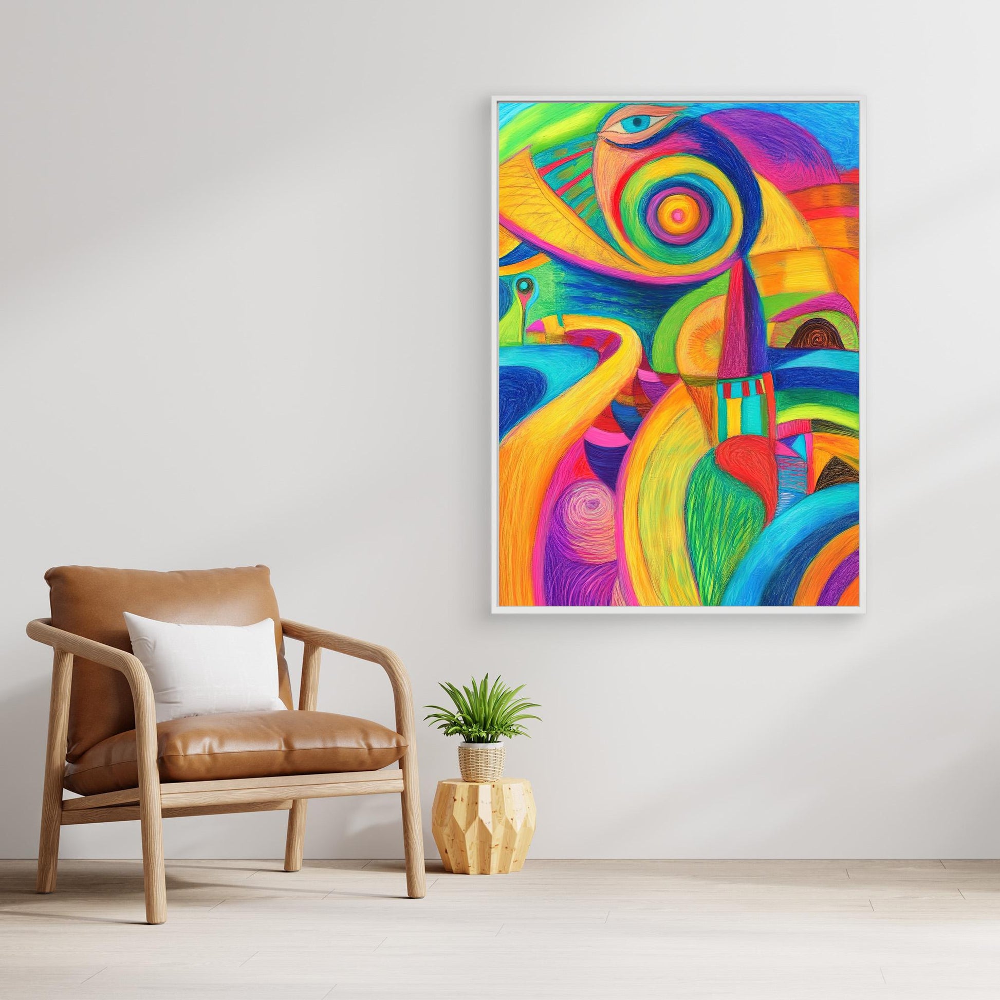 Abstract Whimsical Journey Colored Pencil Drawing | Vibrant Colors, Organic Shapes | Modern Wall Art