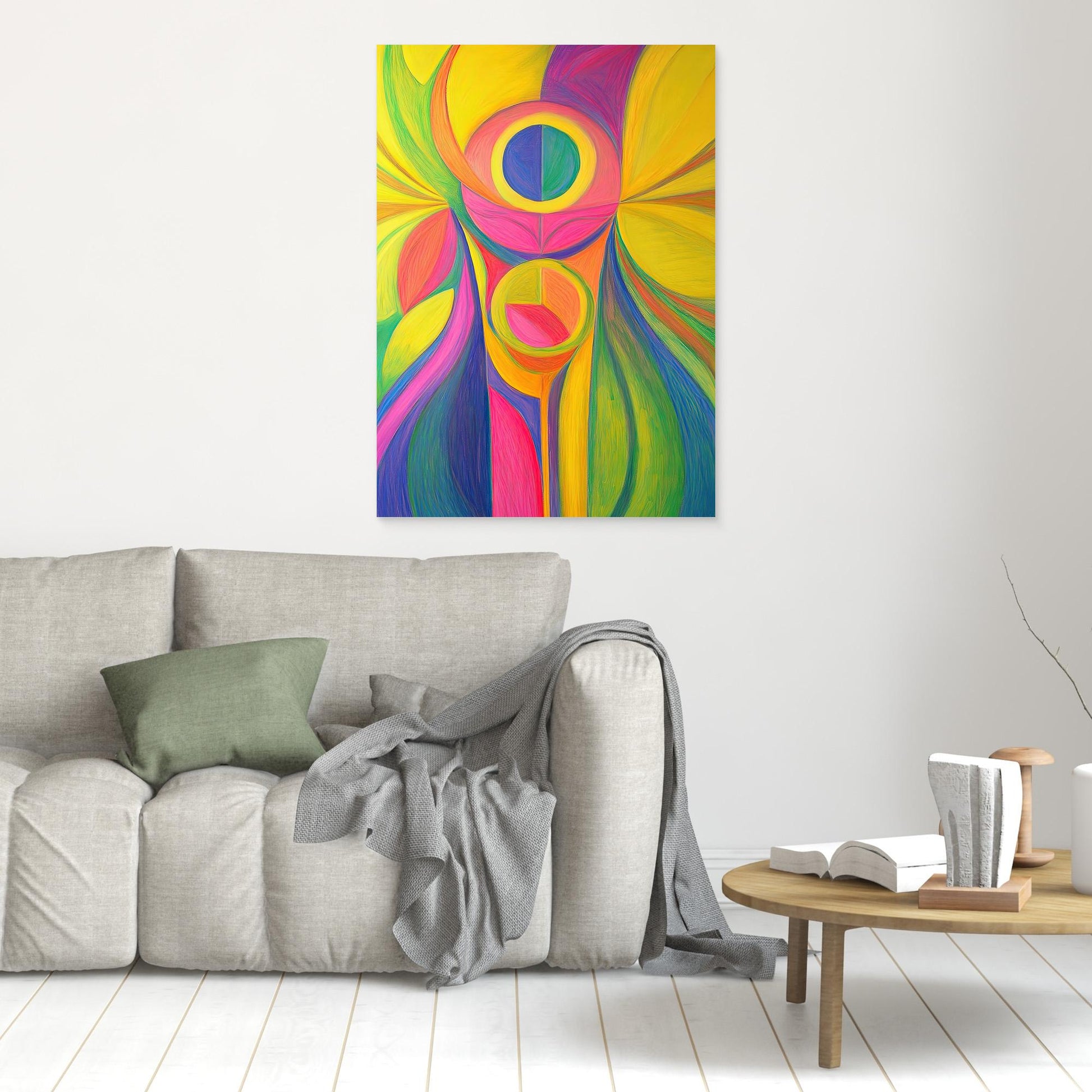 Abstract Radiant Bloom Colored Pencil Drawing | Vibrant Colors, Organic Forms | Joy, Energy, Modern Wall Art