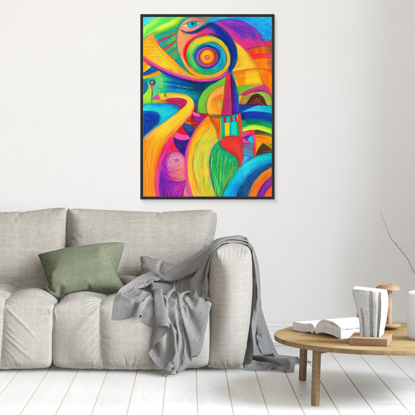 Abstract Whimsical Journey Colored Pencil Drawing | Vibrant Colors, Organic Shapes | Modern Wall Art