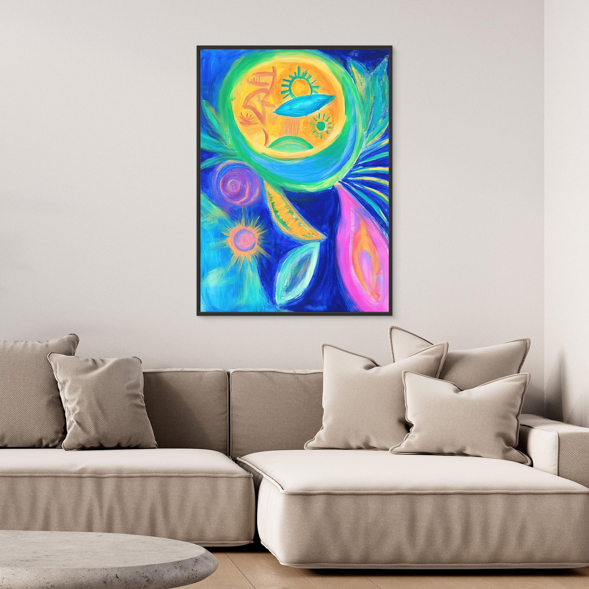 Abstract Cosmic Energy Canvas Print | Vibrant Colors, Organic Shapes | Spiritual, Modern Wall Art