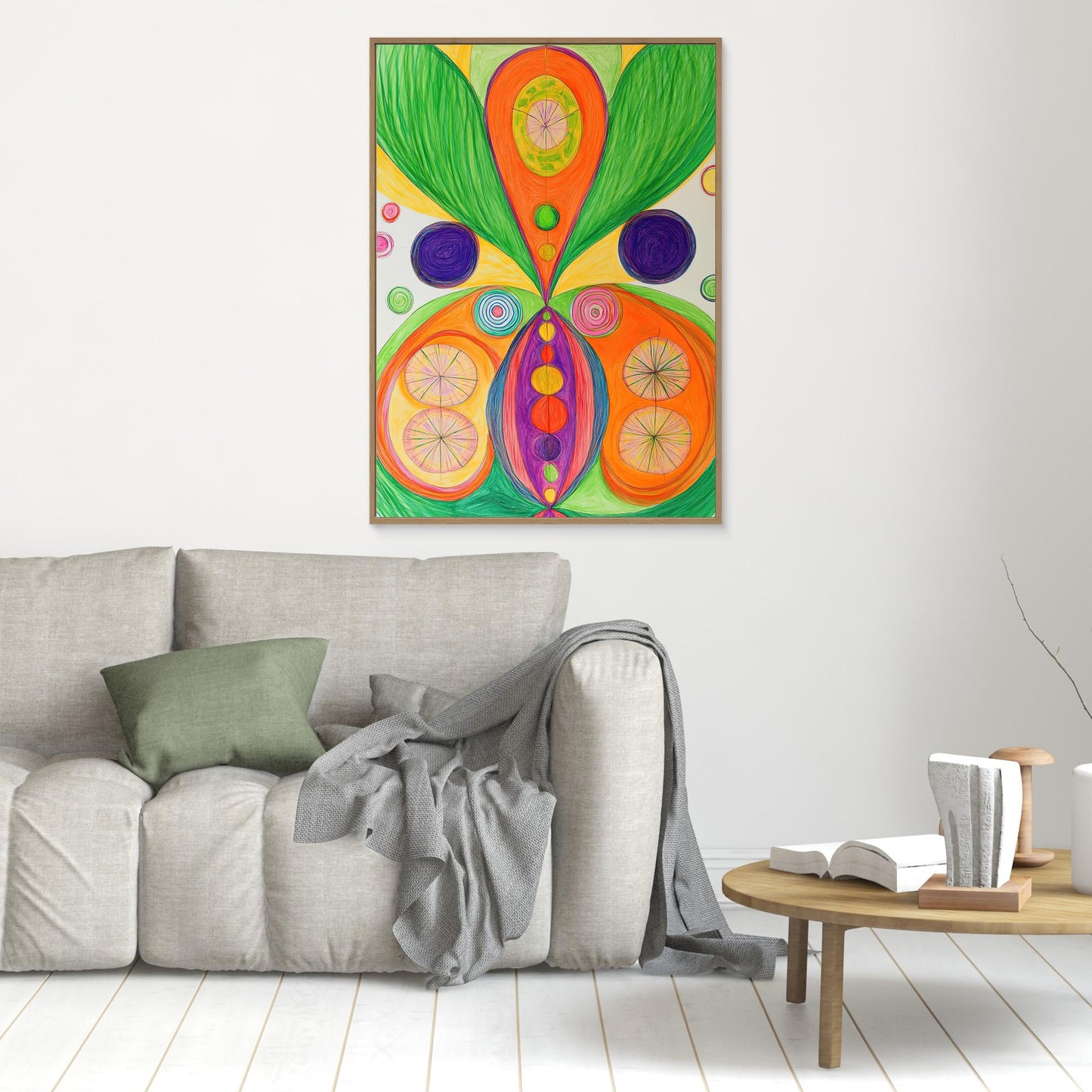 Abstract Spiritual Mandala Colored Pencil Drawing | Vibrant Colors, Geometric Design | Modern Spiritual Wall Art