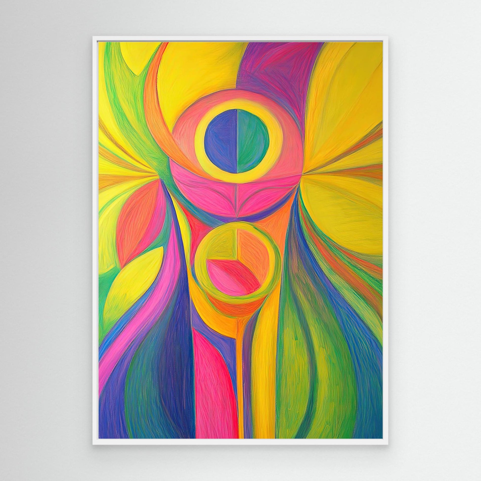 Abstract Radiant Bloom Colored Pencil Drawing | Vibrant Colors, Organic Forms | Joy, Energy, Modern Wall Art