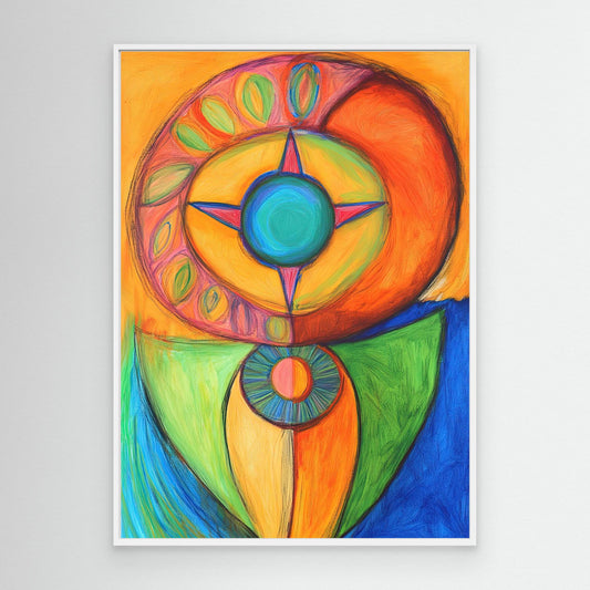 Abstract Spiritual Mandala Colored Pencil Drawing | Vibrant Colors, Circular Design | Modern Spiritual Wall Art