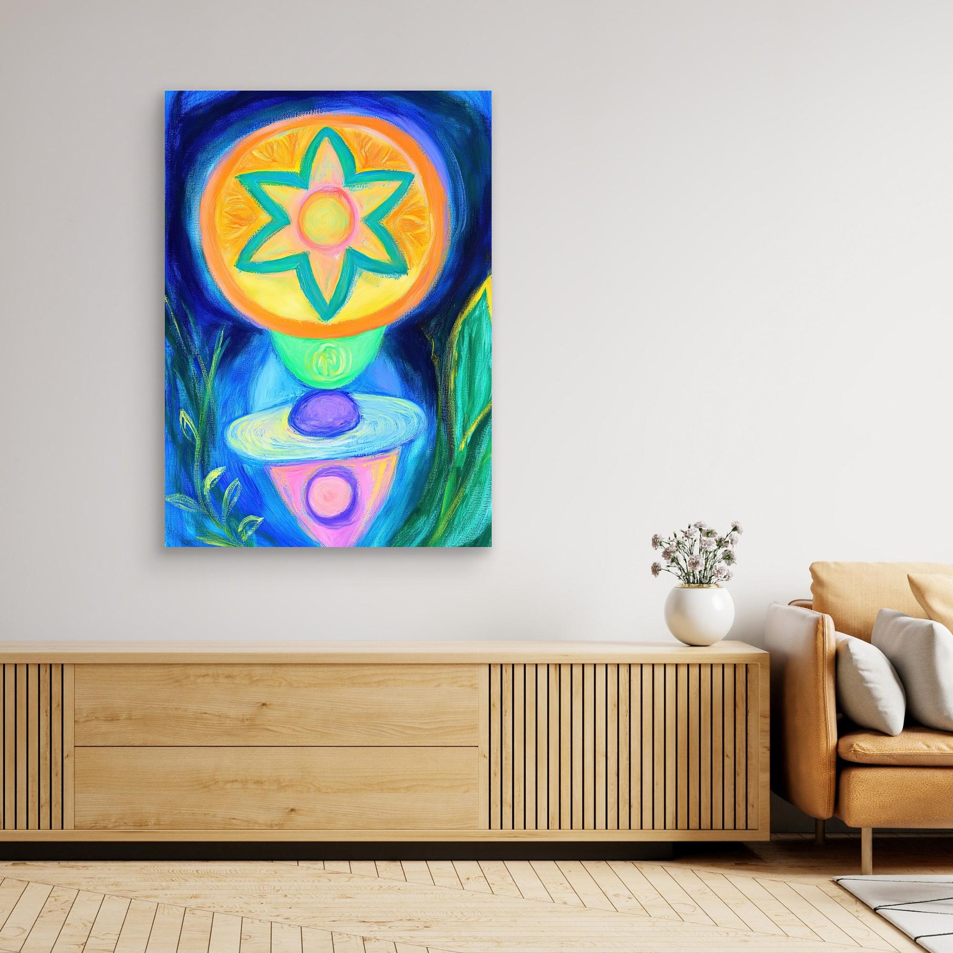 Spiritual Energy Canvas Print | Vibrant Colors, Mandala Design | Modern Spiritual Wall Art