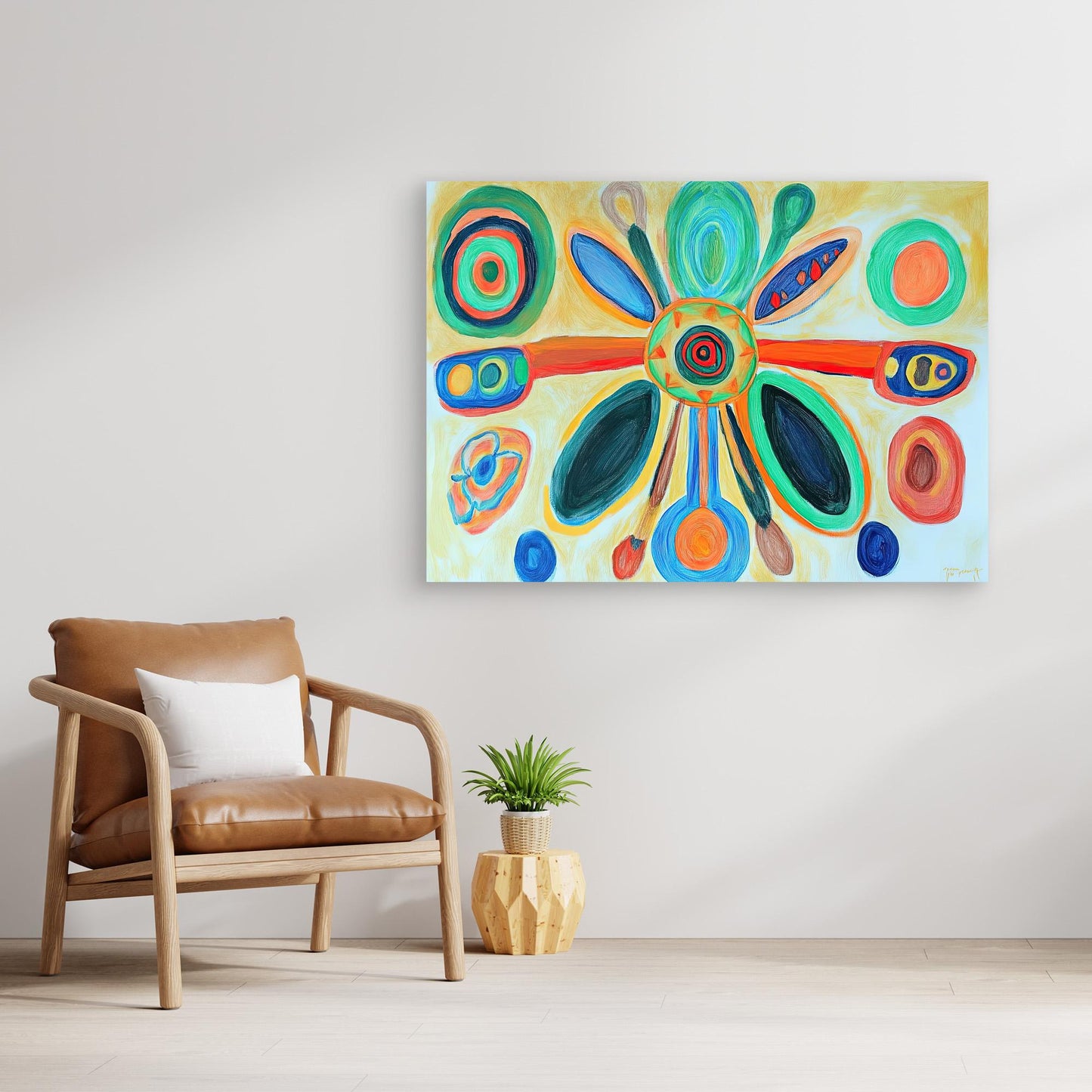 Whimsical Abstract Flower Canvas Print | Vibrant Colors, Organic Shapes | Modern Wall Art