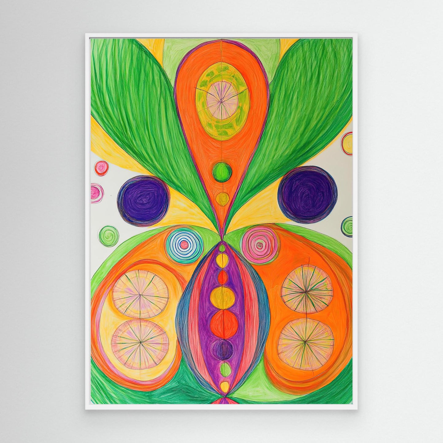 Abstract Spiritual Mandala Colored Pencil Drawing | Vibrant Colors, Geometric Design | Modern Spiritual Wall Art