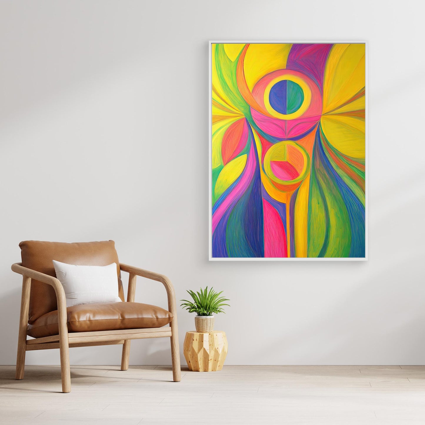 Abstract Radiant Bloom Colored Pencil Drawing | Vibrant Colors, Organic Forms | Joy, Energy, Modern Wall Art