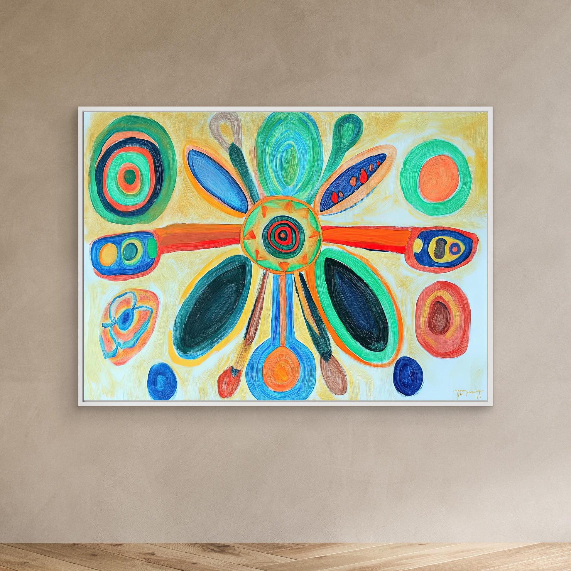 Whimsical Abstract Flower Canvas Print | Vibrant Colors, Organic Shapes | Modern Wall Art