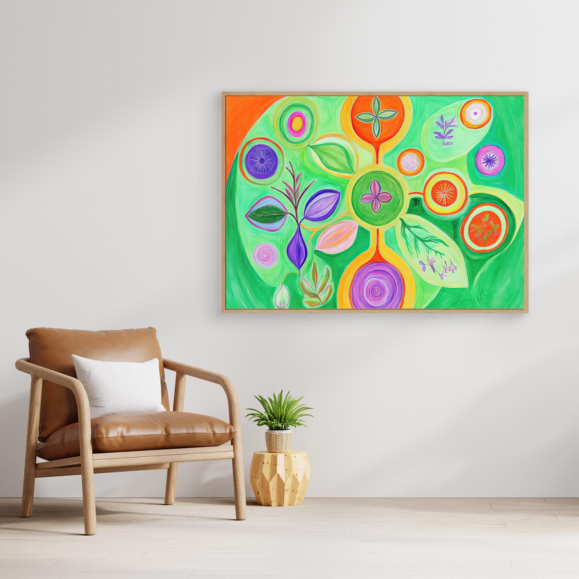 Abstract Nature Mandala Canvas Print | Vibrant Colors, Organic Shapes | Spiritual, Harmonious Wall Art