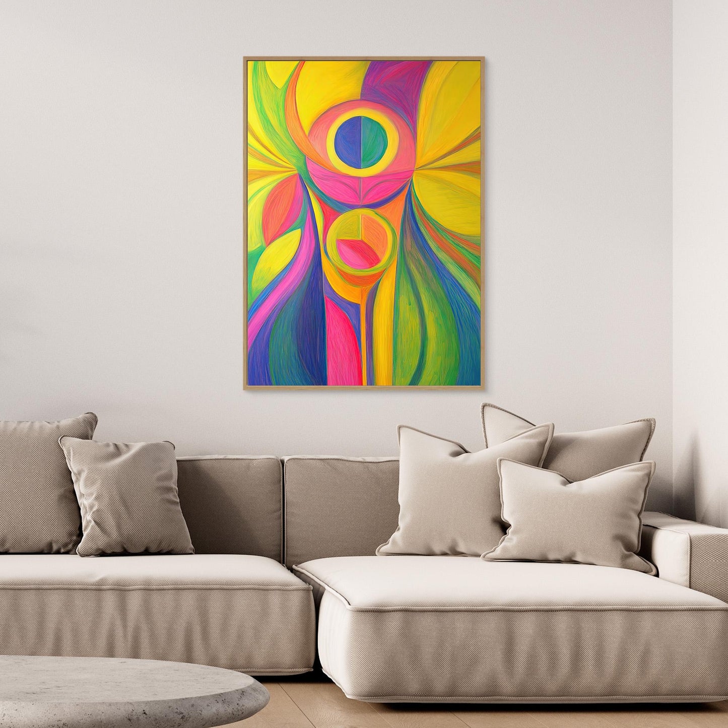 Abstract Radiant Bloom Colored Pencil Drawing | Vibrant Colors, Organic Forms | Joy, Energy, Modern Wall Art