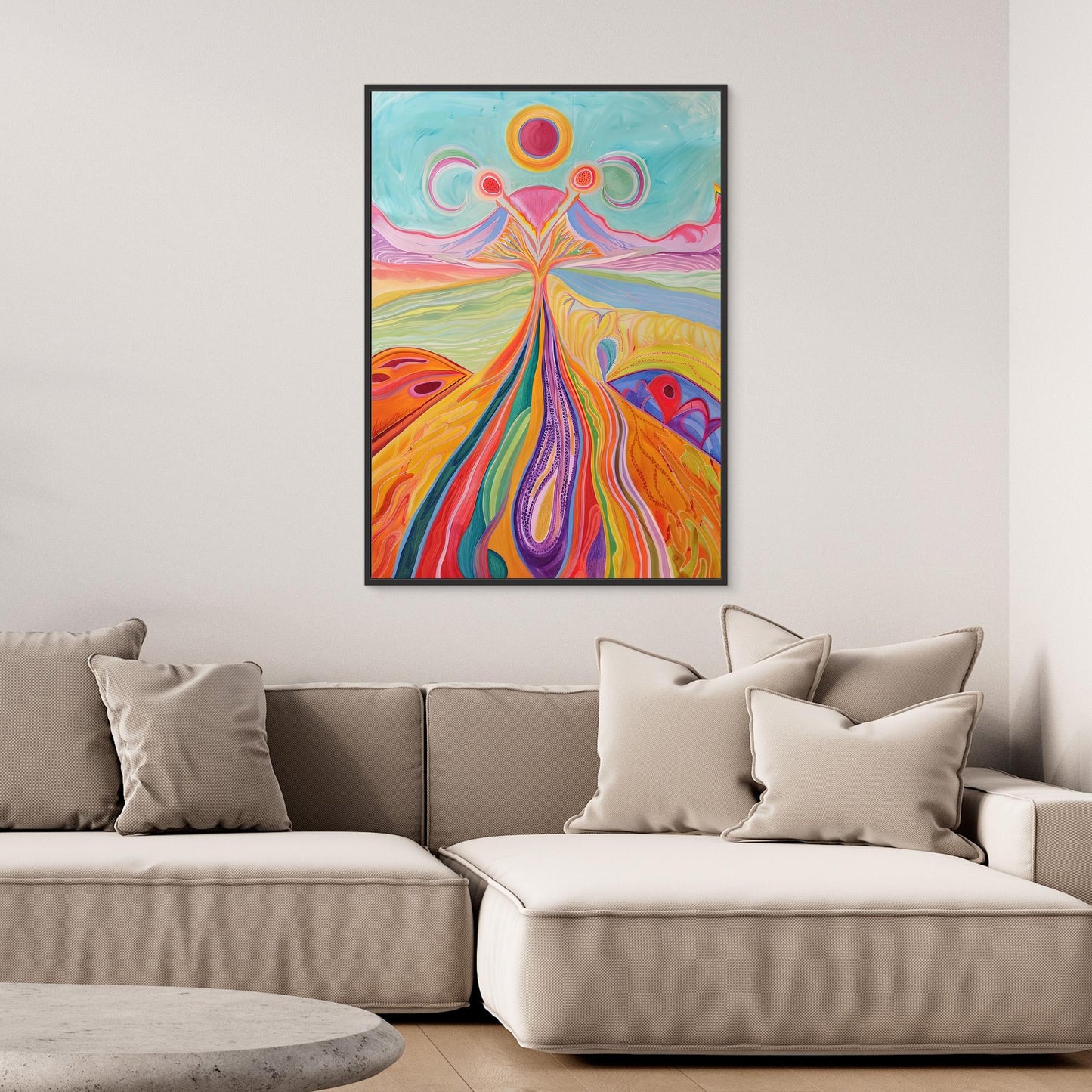 Abstract Spiritual Landscape Canvas Print | Vibrant Colors, Organic Forms | Growth, Transformation Wall Art