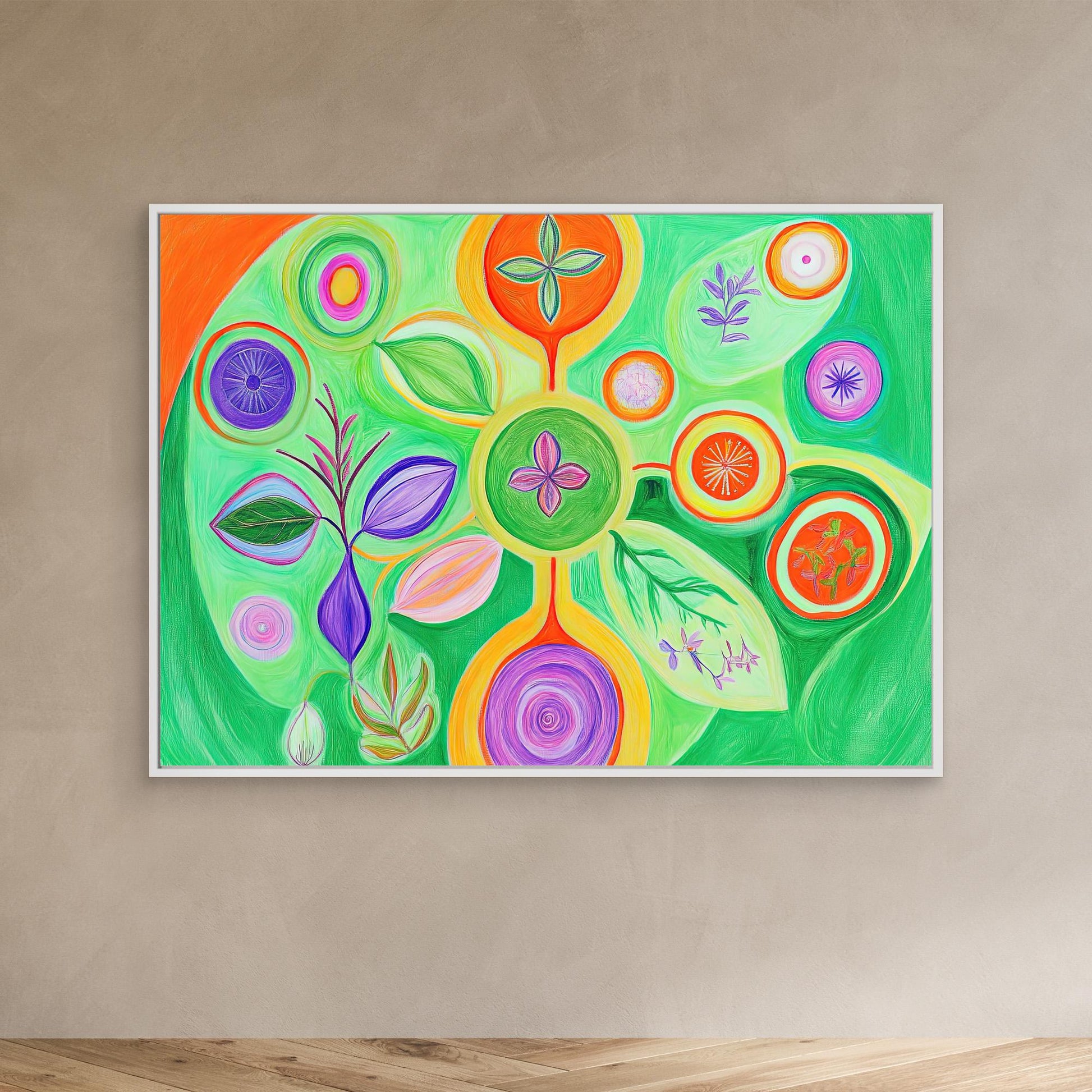 Abstract Nature Mandala Canvas Print | Vibrant Colors, Organic Shapes | Spiritual, Harmonious Wall Art