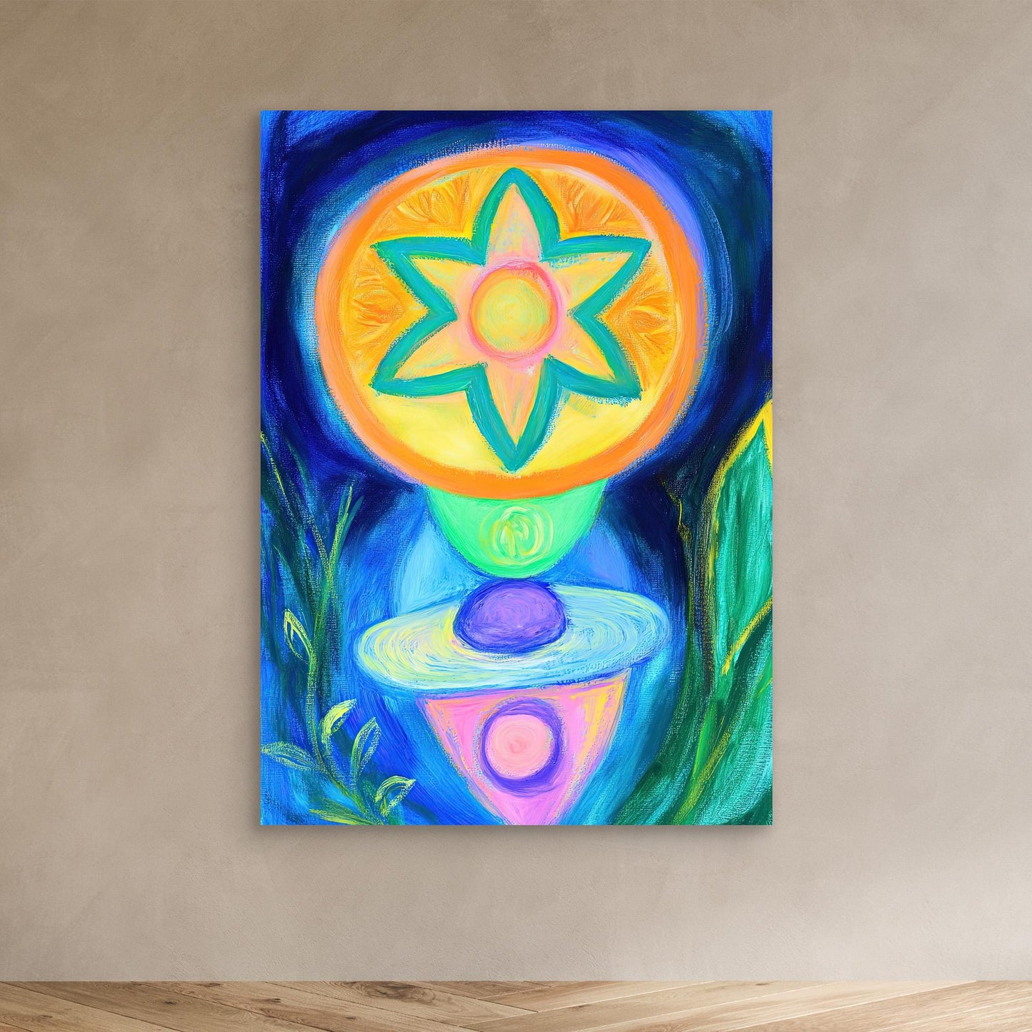 Spiritual Energy Canvas Print | Vibrant Colors, Mandala Design | Modern Spiritual Wall Art