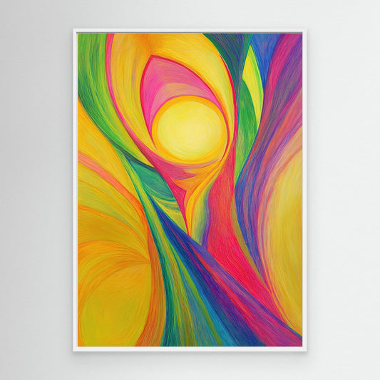 Abstract Radiant Energy Colored Pencil Drawing | Vibrant Colors, Organic Forms | Joy, Energy, Modern Wall Art