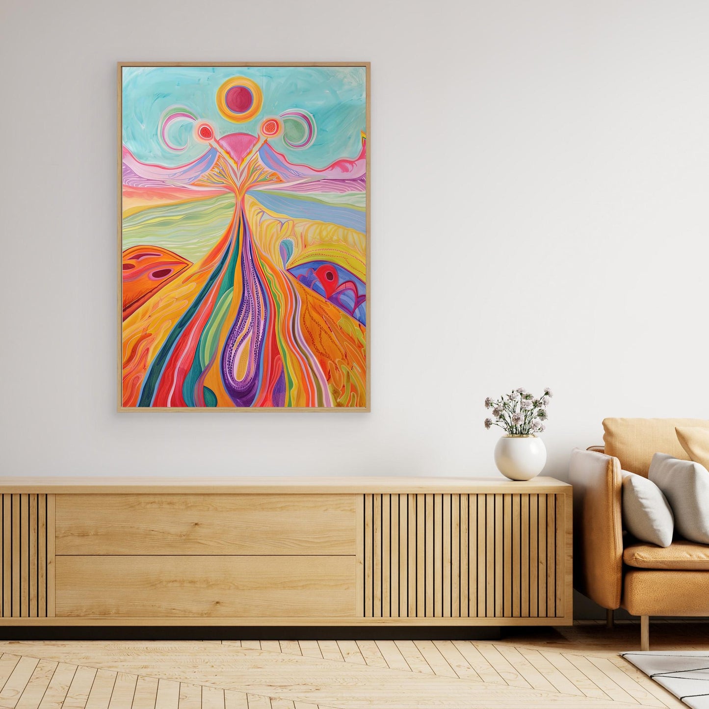 Abstract Spiritual Landscape Canvas Print | Vibrant Colors, Organic Forms | Growth, Transformation Wall Art