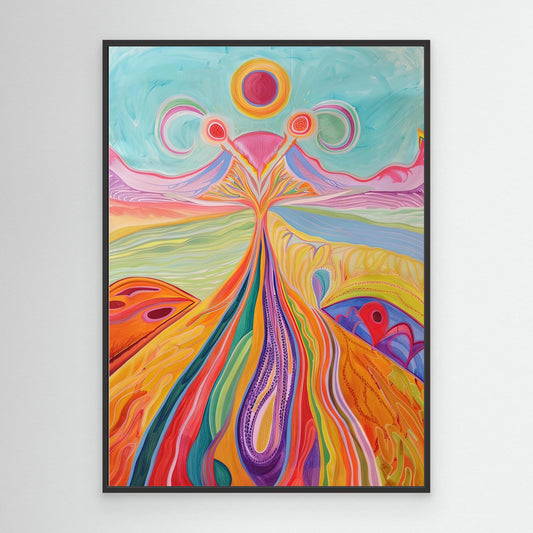 Abstract Spiritual Landscape Canvas Print | Vibrant Colors, Organic Forms | Growth, Transformation Wall Art