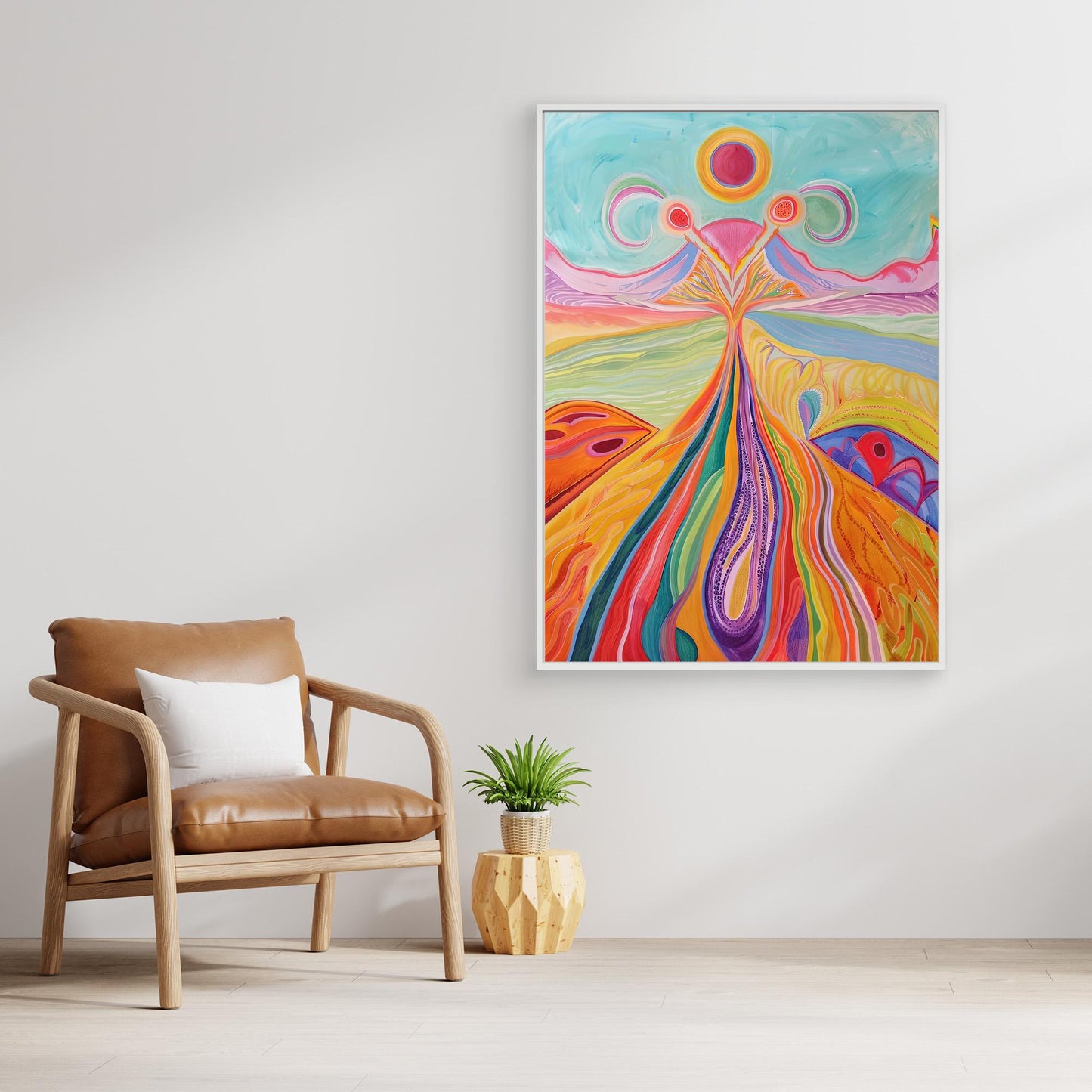 Abstract Spiritual Landscape Canvas Print | Vibrant Colors, Organic Forms | Growth, Transformation Wall Art