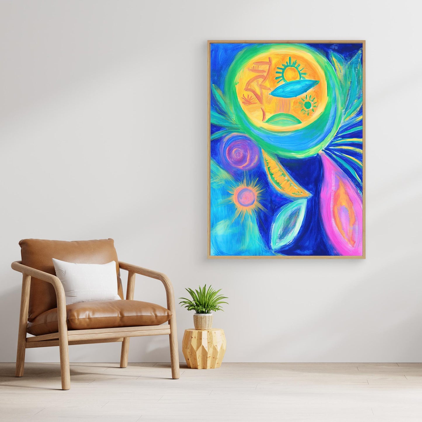 Abstract Cosmic Energy Canvas Print | Vibrant Colors, Organic Shapes | Spiritual, Modern Wall Art