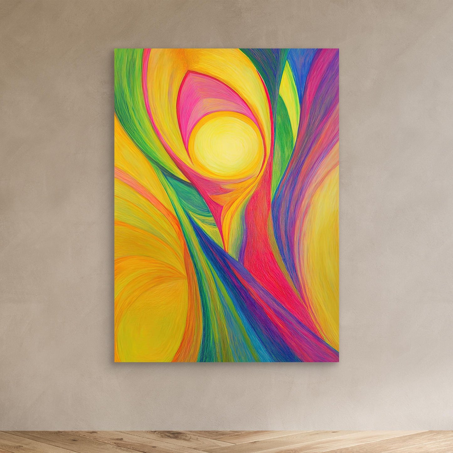 Abstract Radiant Energy Colored Pencil Drawing | Vibrant Colors, Organic Forms | Joy, Energy, Modern Wall Art