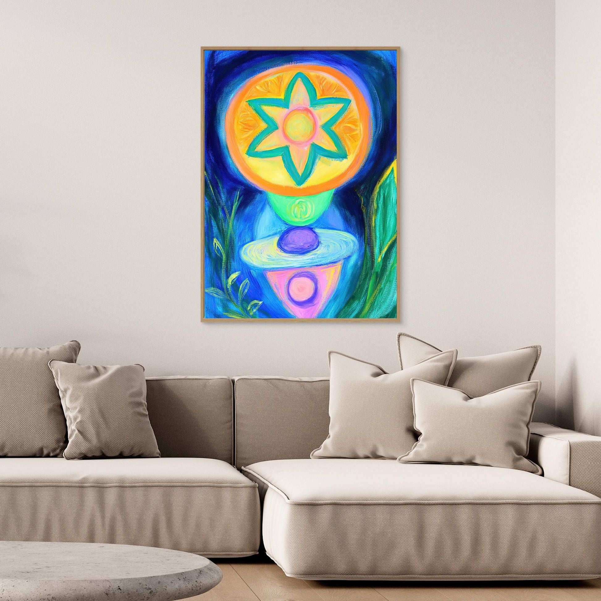 Spiritual Energy Canvas Print | Vibrant Colors, Mandala Design | Modern Spiritual Wall Art