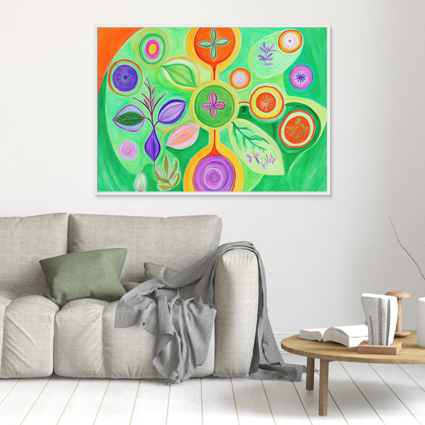 Abstract Nature Mandala Canvas Print | Vibrant Colors, Organic Shapes | Spiritual, Harmonious Wall Art