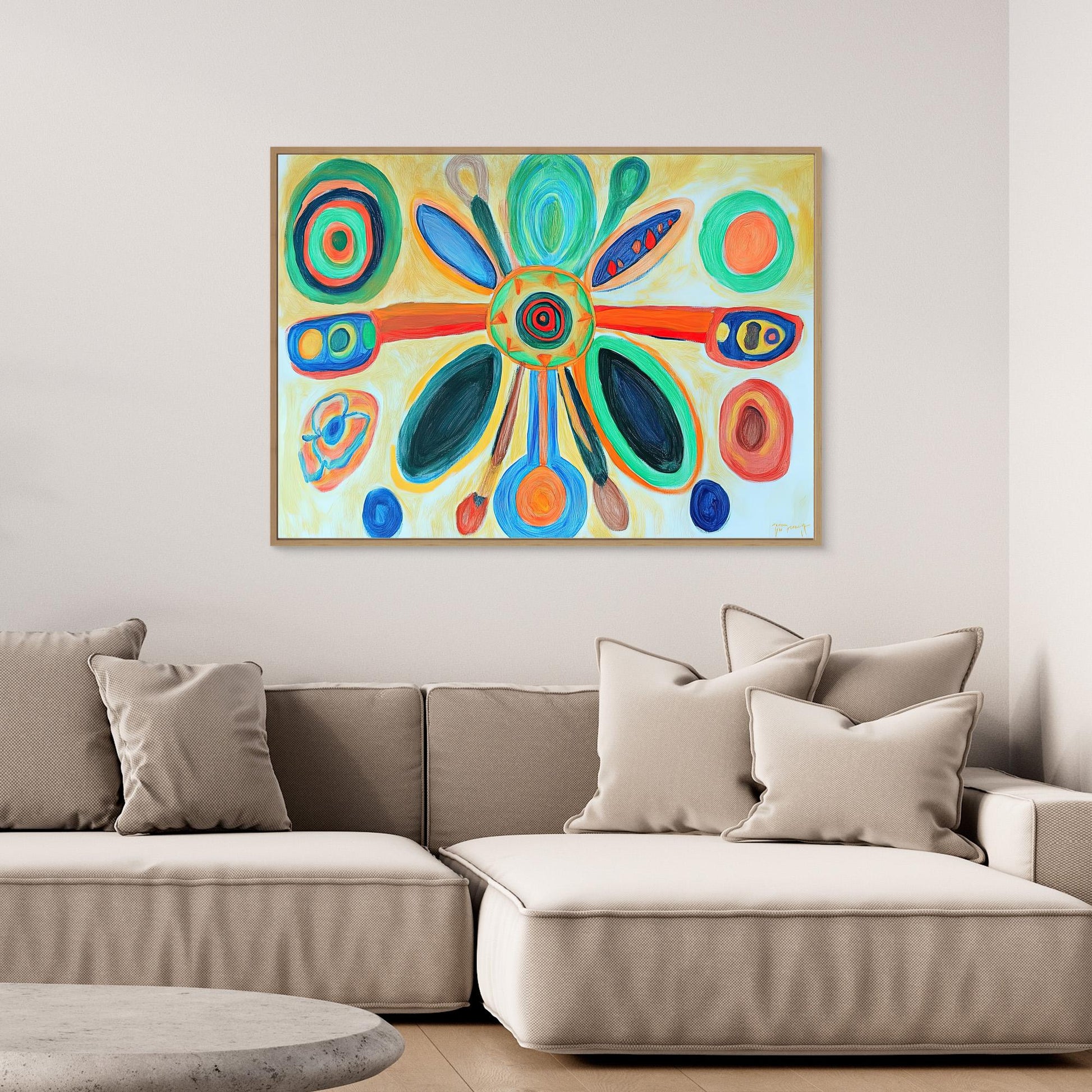 Whimsical Abstract Flower Canvas Print | Vibrant Colors, Organic Shapes | Modern Wall Art