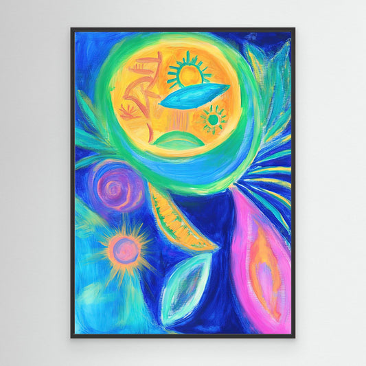 Abstract Cosmic Energy Canvas Print | Vibrant Colors, Organic Shapes | Spiritual, Modern Wall Art