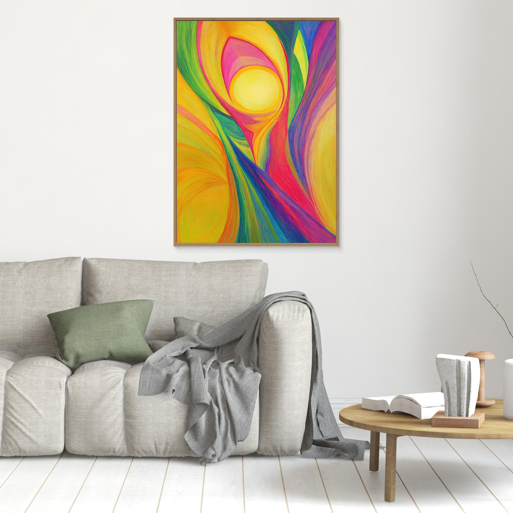 Abstract Radiant Energy Colored Pencil Drawing | Vibrant Colors, Organic Forms | Joy, Energy, Modern Wall Art