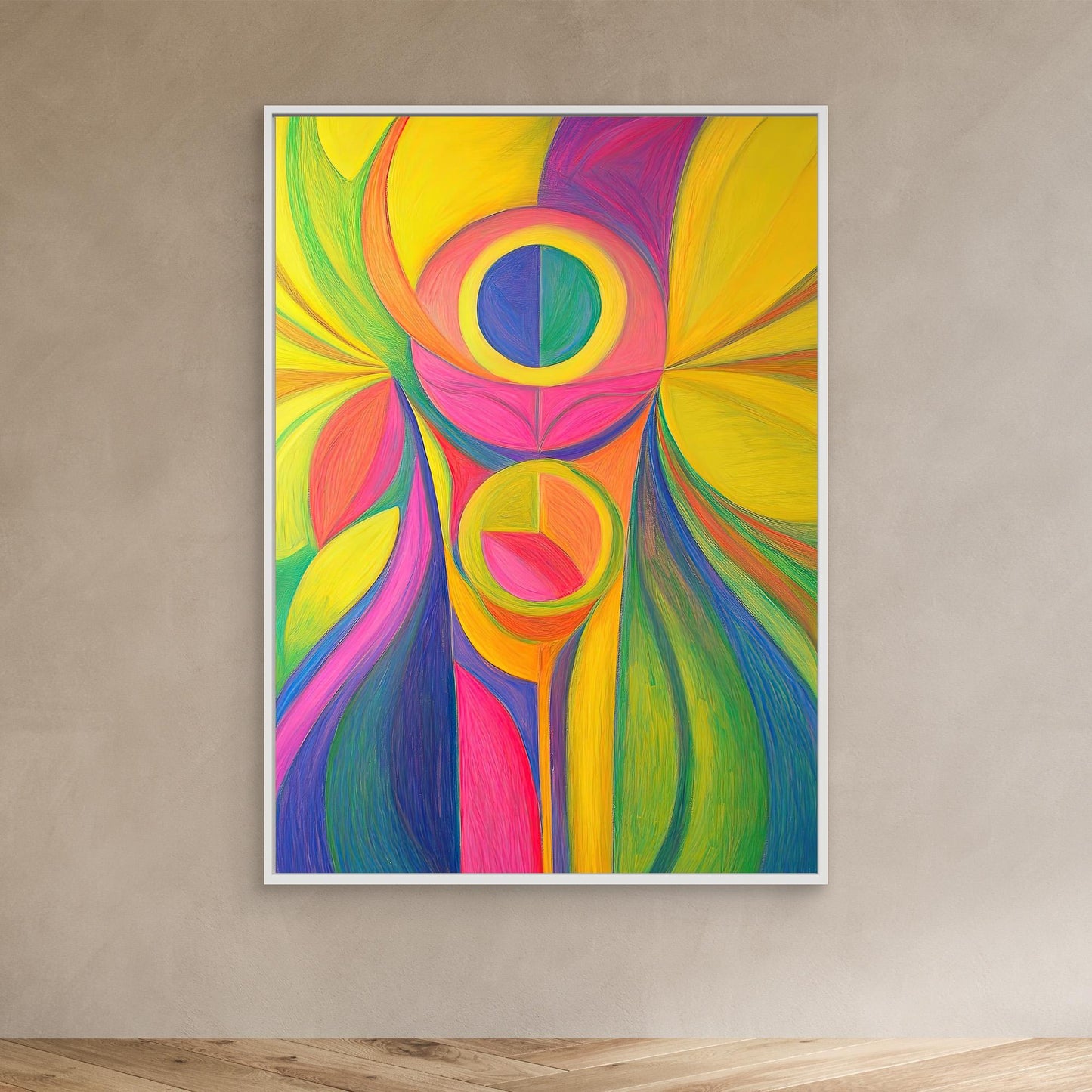 Abstract Radiant Bloom Colored Pencil Drawing | Vibrant Colors, Organic Forms | Joy, Energy, Modern Wall Art