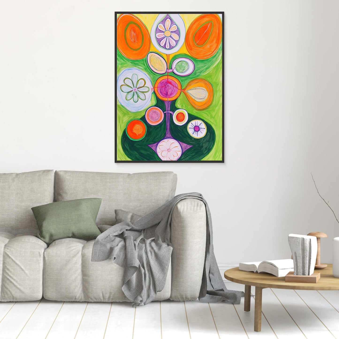 Abstract Whimsical Tree of Life Colored Pencil Drawing | Vibrant Colors, Organic Shapes | Modern Wall Art