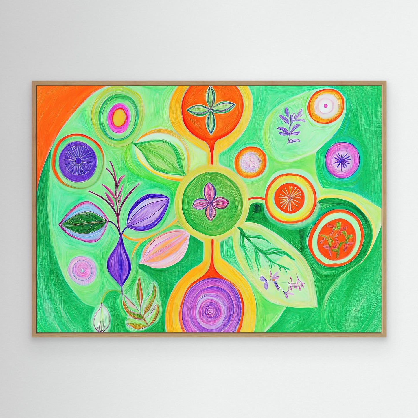 Abstract Nature Mandala Canvas Print | Vibrant Colors, Organic Shapes | Spiritual, Harmonious Wall Art