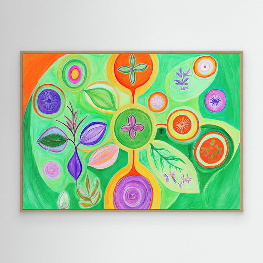 Abstract Nature Mandala Canvas Print | Vibrant Colors, Organic Shapes | Spiritual, Harmonious Wall Art