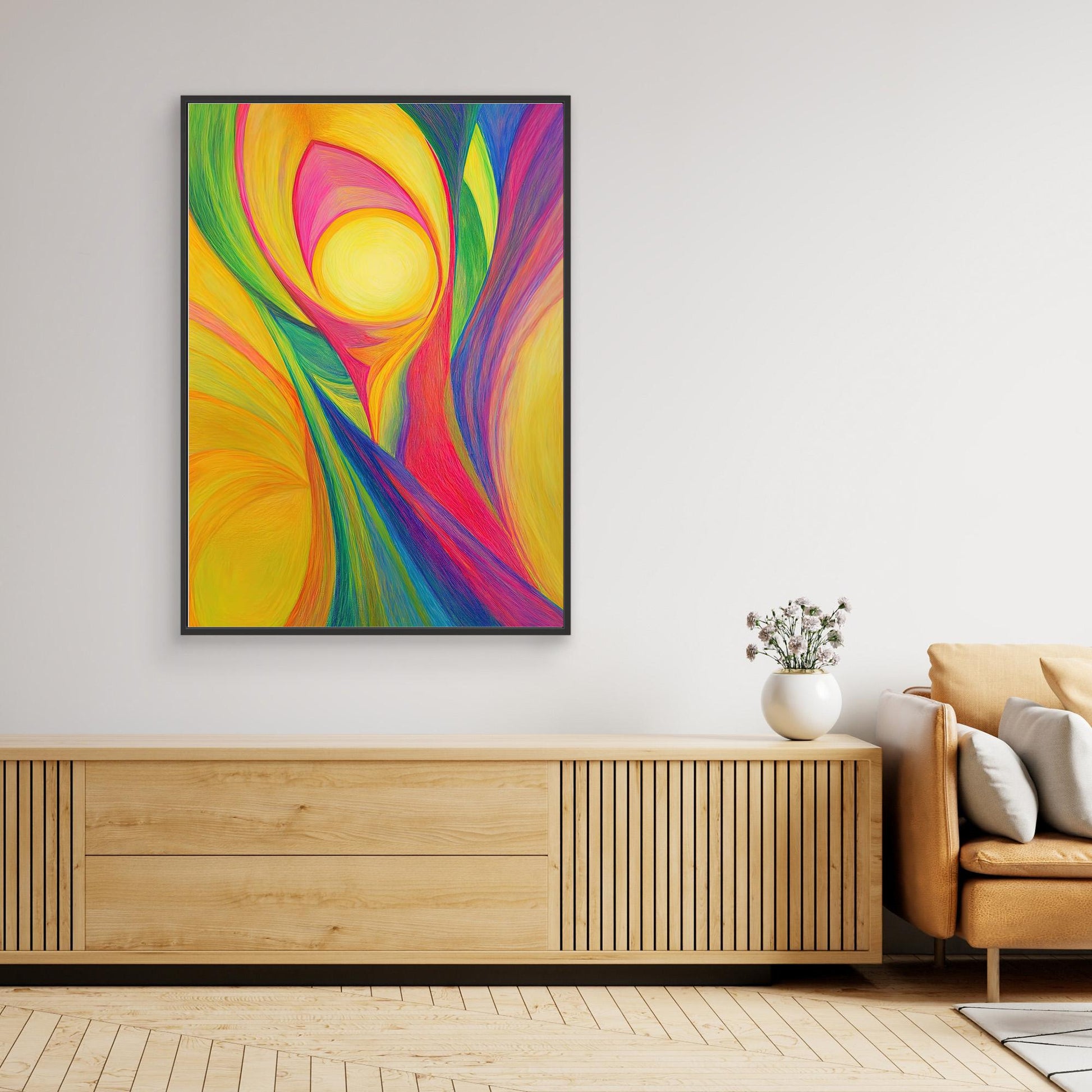 Abstract Radiant Energy Colored Pencil Drawing | Vibrant Colors, Organic Forms | Joy, Energy, Modern Wall Art