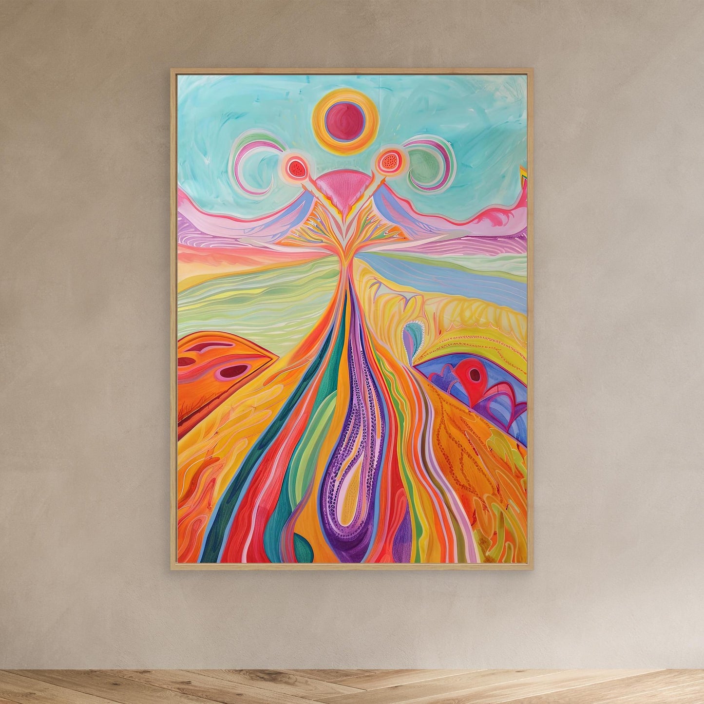 Abstract Spiritual Landscape Canvas Print | Vibrant Colors, Organic Forms | Growth, Transformation Wall Art